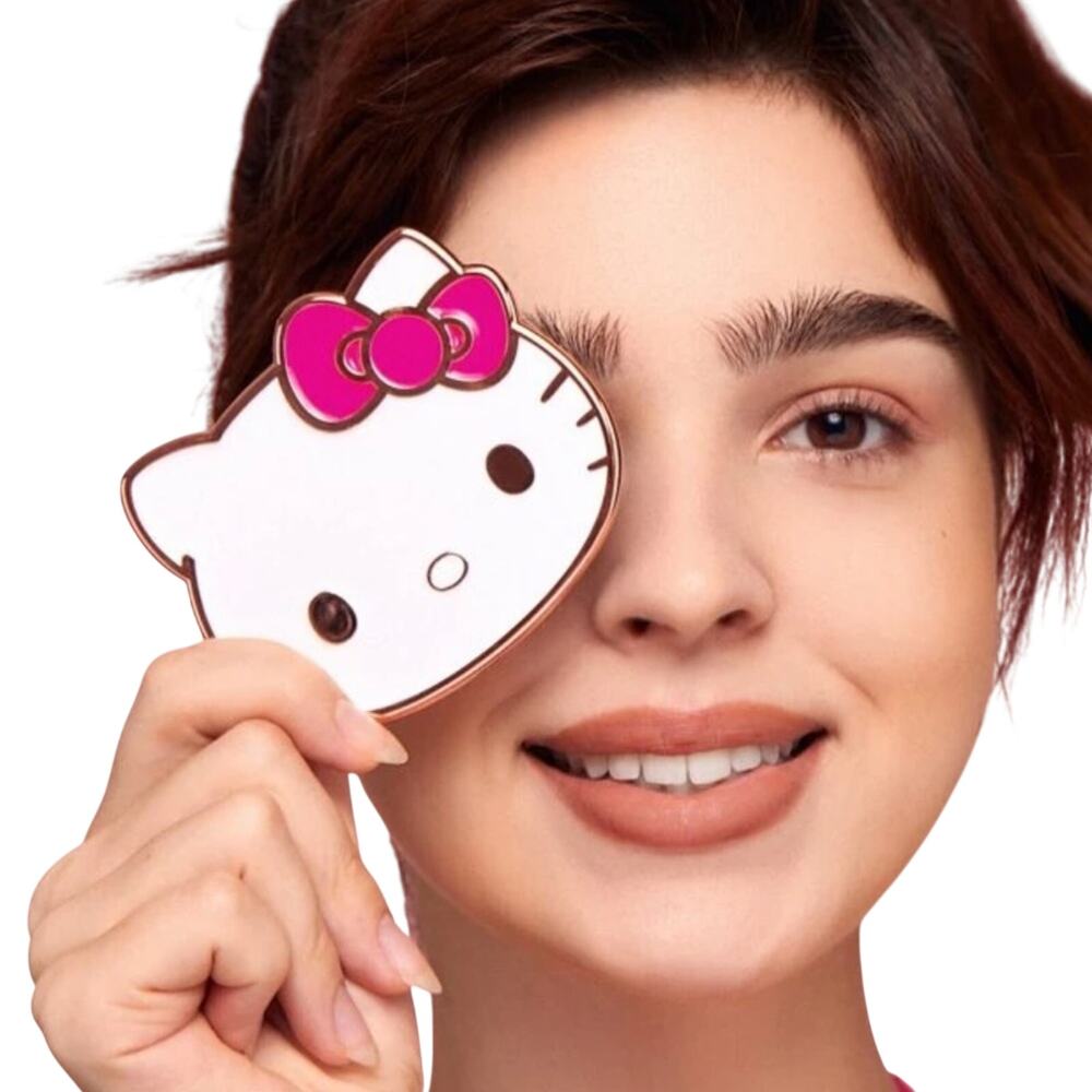 Hello Kitty Classic Face Mirror Hot Pink Bow Makeup Kawaii Travel Kidcore Glam - Picture 2 of 4